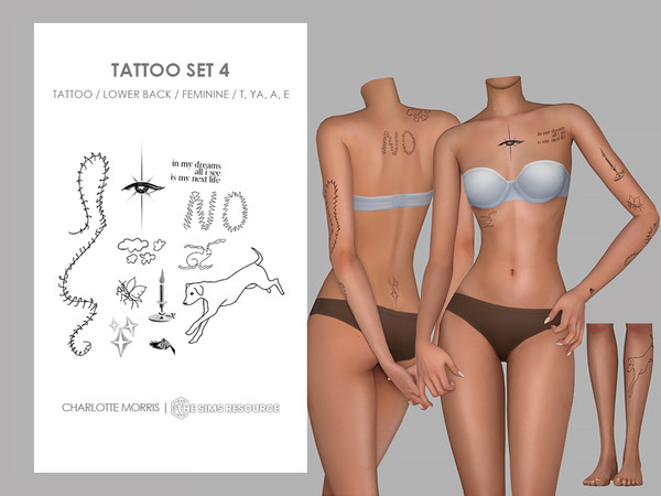 Sims 4 — Tattoo Set 4 by Charlotte_Morris — Skin Details - Tattoos