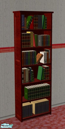 Sims 2 — Candy Apple Bedroom - Bookcase by Riverwillows — A lovely Victorian-style bedroom, in rich mahagony and candy