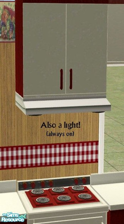 Sims 2 — Harvest Kitchen - Stove Hood Fire Alarm by Riverwillows — A nice cozy kitchen, done in harvest reds, cream, and