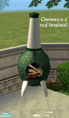 Sims 2 — The Porch - Chimenea by Riverwillows — Lovely outdoor porch set, in warm mahogany wood and pretty floral.