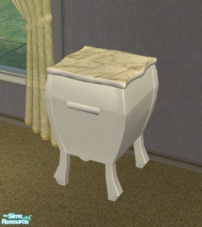 Sims 2 — Platinum Bedroom - Nightstand by Riverwillows — Lovely bedroom in white and gold. Using new room meshes by