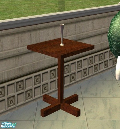 Sims 2 — The Porch - Small Table by Riverwillows — Lovely outdoor porch set, in warm mahogany wood and pretty floral.
