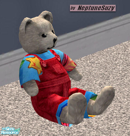 Sims 2 — NSC Teddy Bear - Shells by Neptunesuzy — Your little Simmies will love this Teddy Bear with his Red Overalls and