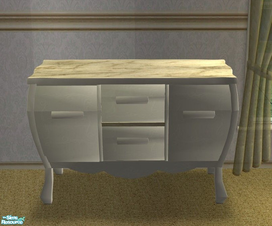 Sims 2 — Platinum Bedroom - Dresser by Riverwillows — Lovely bedroom in white and gold. Using new room meshes by