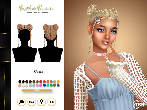 Sims 4 — Kirsten Hairstyle by sehablasimlish — Hope you like it and enjoy it. Maxis Match