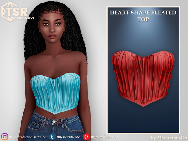 Sims 4 — Heart shape pleated top by MysteriousOo — Heart shape pleated top in 6 colors