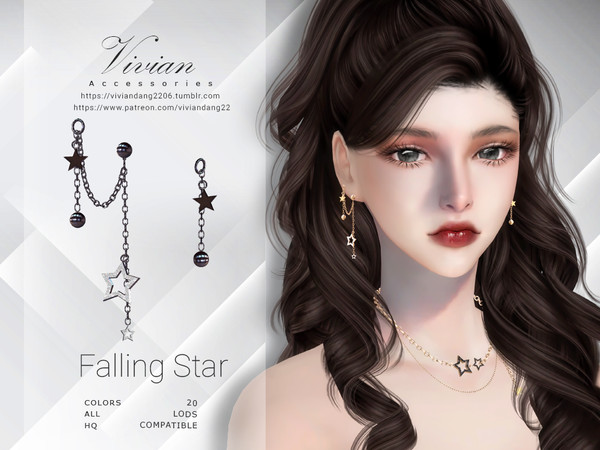 Sims 4 — Falling Star - Earing by VivianDang — - All new meshes