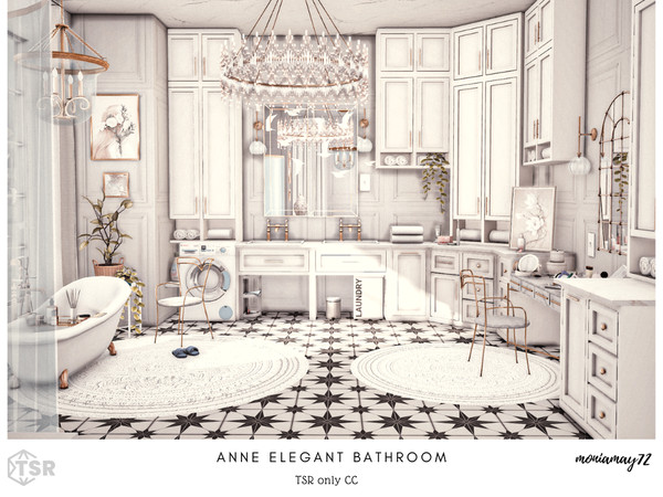 Sims 4 — Anne Elegant Bathroom by Moniamay72 — A beautiful elegant white Bathroom in light colors.