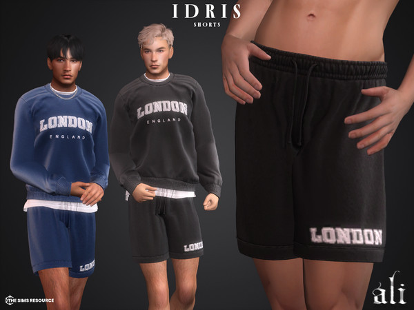 Sims 4 — IDRIS shorts by ali1 — London Letter Graphic Shorts