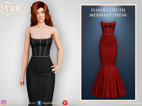 Sims 4 — Floor length mermaid dress by MysteriousOo — Floor length mermaid dress in 6 colors