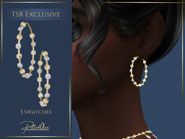 Sims 4 — Franca Hoops by Pitted0live — Large hoop earrings with diamonds and metal ball details Custom catalog image