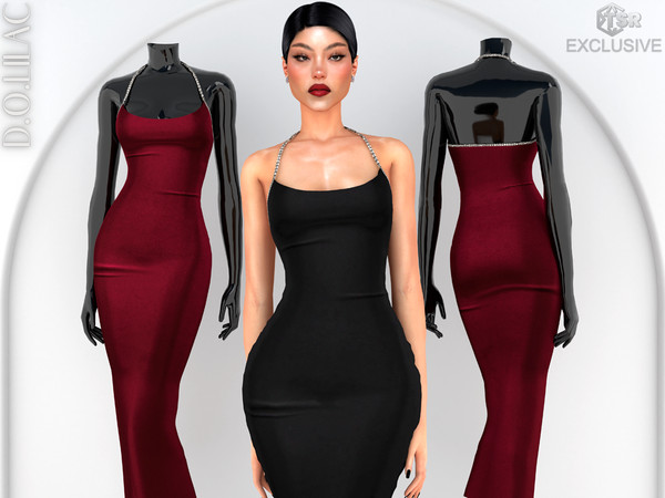 Sims 4 — Crystal Detailed Strap Dress DO0753 by DOLilac — Custom thumbnail