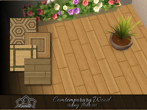 Sims 4 — Comtemporary Wood Siding floor set by Emerald — This comtemporary wood siding can provides ingenious durability