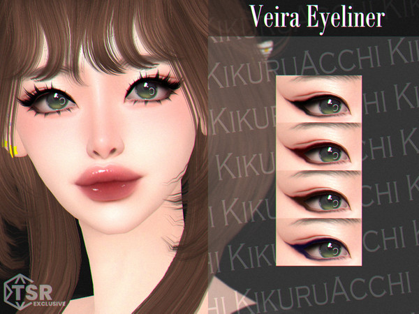 Sims 4 — Veira Eyeliner by Kikuruacchi — - It is suitable for Female and Male. ( Teen to Elder ) - 4 swatches - HQ