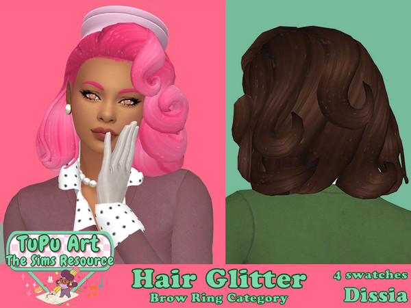 Sims 4 — TuPu Art Collab - Hair Glitter Accessory by Dissia — Glitter for your sim hairs in 4 different strength. Both