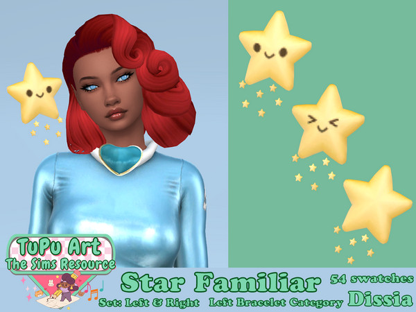 Sims 4 — Star Familiar (Left) by Dissia — Cure smiling star with a little stars trail for left or right side