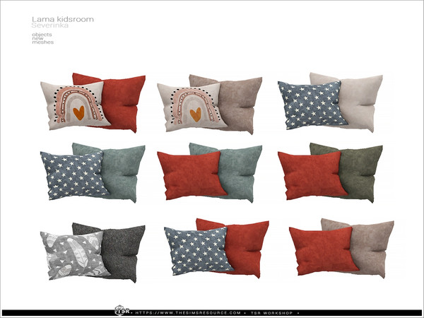 Sims 4 — Lama - bed pillows right by Severinka_ — A set of furniture and decor for a children's or teen's room. 8 items: