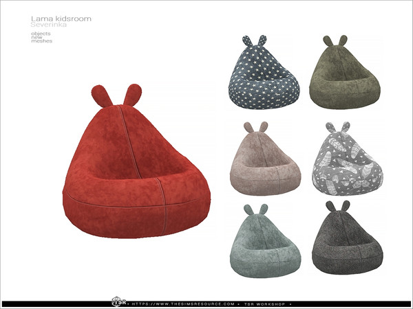 Sims 4 — Lama - bag chair by Severinka_ — A set of furniture and decor for a children's or teen's room. 7 items: