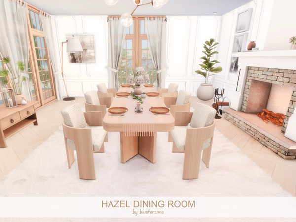 Sims 4 — Hazel Dinning Room by BlusterSims — Cozy but spacious dining room ideal for a bigger family. Size: 6x7