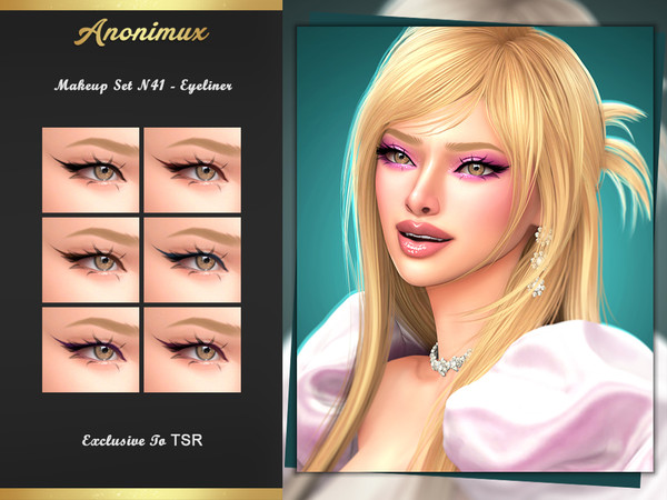 Sims 4 — Makeup Set N41 - Eyeliner by Anonimux_Simmer — - 6 Swatches
