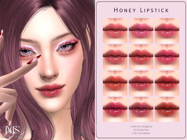 Sims 4 — Honey Lipstick by Lisaminicatsims — -Lipstick category -HQ comatble -12 swatches