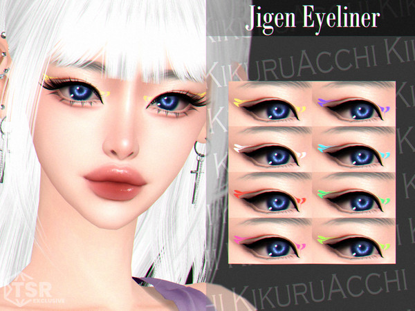 Sims 4 — Jigen Eyeliner by Kikuruacchi — - It is suitable for Female and Male. ( Teen to Elder ) - 8 swatches - HQ