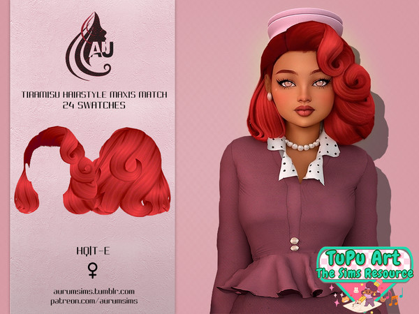 Sims 4 — TuPu Art Collab - Tiramisu hairstyle (maxis match style) by Aurum — Wavy 80s hairstyle inspired by The Tiramisu