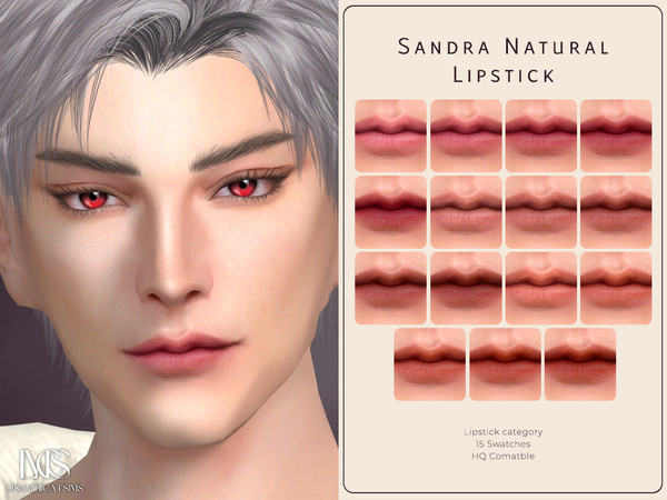 Sims 4 — Sandra Natural Lipstick by Lisaminicatsims — -Lipstick category -HQ comatble -15 swatches