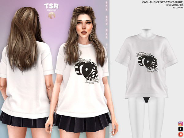 Sims 4 — CASUAL DICE SET-573 (T-SHIRT) BD1473 by busra-tr — 10 colors Adult, Elder, Teen, Young Adult