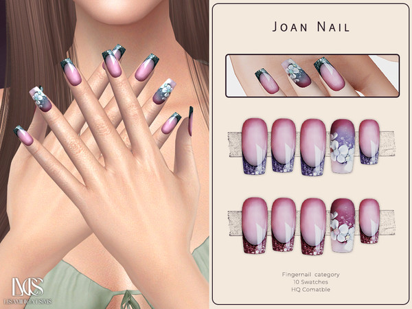 Sims 4 — Joan Nail by VELYSEA — -Fingernail category -HQ comatble -10 swatches