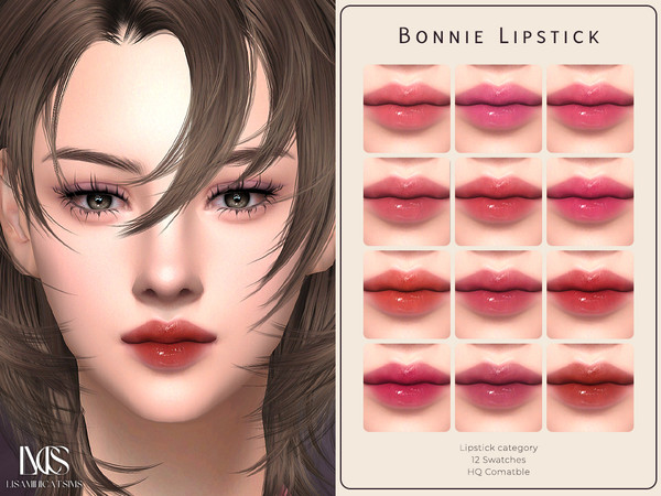 Sims 4 — Bonnie Lipstick by Lisaminicatsims — -Lipstick category -HQ comatble -10 swatches