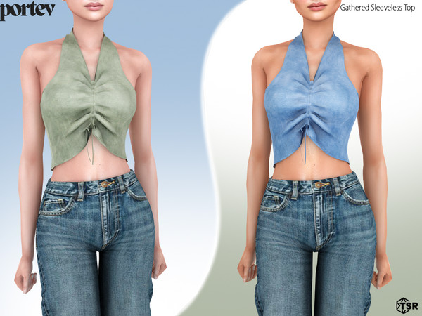 Sims 4 — Gathered Sleeveless Top by portev — new Mesh 10 colors