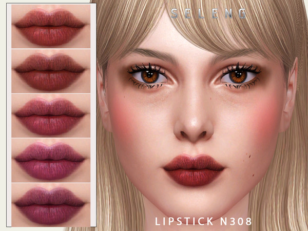 Sims 4 — Lipstick N308 by Seleng — The lipstick has 15 colours and HQ compatible. Allowed for teen, young adult, adult