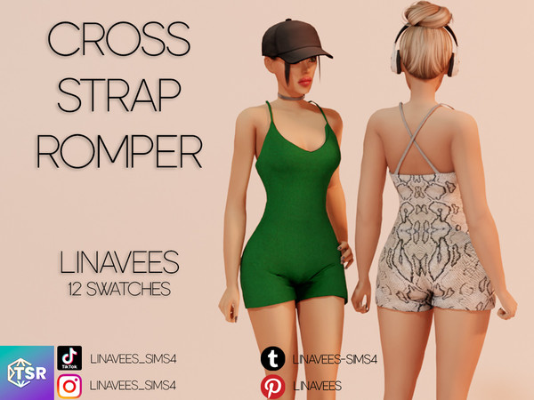 Sims 4 — DREAM - CROSS STRAP ROMPER by linavees — New Mesh