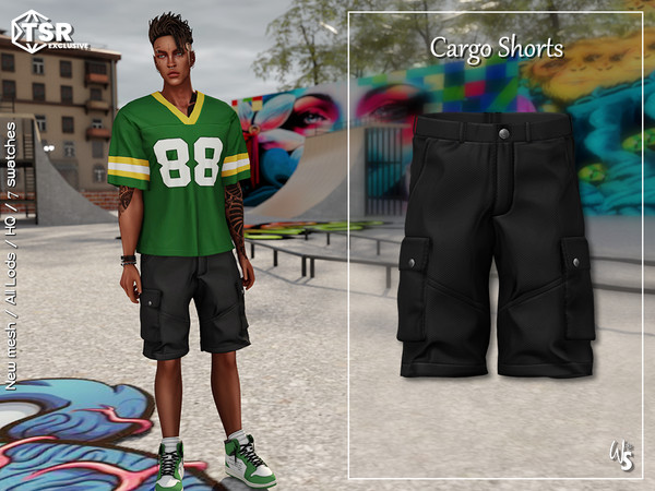 Sims 4 — Street Set - Cargo Shorts by WisteriaSims — - FOR MEN - NEW MESH - TEEN TO ELDER - Clothing Bottom Category