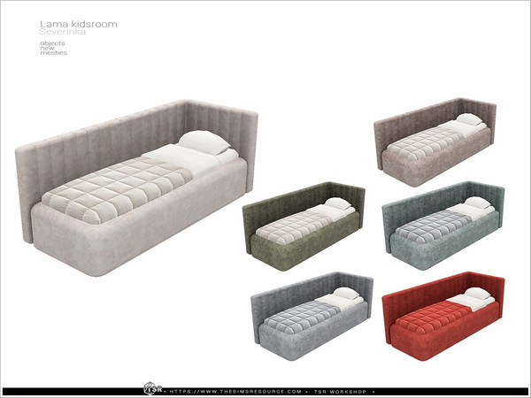 Sims 4 — Lama - bed single right by Severinka_ — A set of furniture and decor for a children's or teen's room. 8 items: