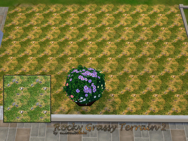 Sims 4 — Rocky Grassy Terrain2.package by matomibotaki — Grass interspersed with stones, design your outdoor area