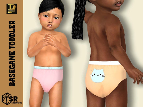 Sims 4 — Toddler Cats Beachwear Panties by Pelineldis — Six panties for toddler girls in solid pastel colours and cats