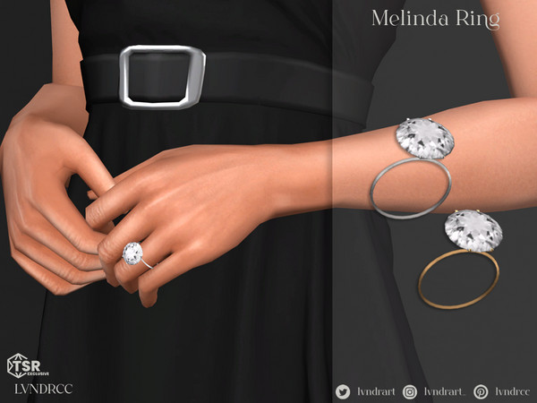 Sims 4 — Melinda Ring by LVNDRCC — Statement ring with a white brilliant diamond, with modern setting on minimalist gold