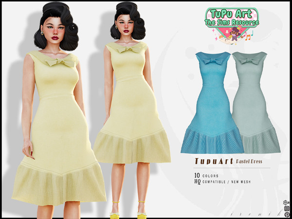 Sims 4 — TuPu Art Collab - Pastel Dress by _ironik_ — -10 Colors