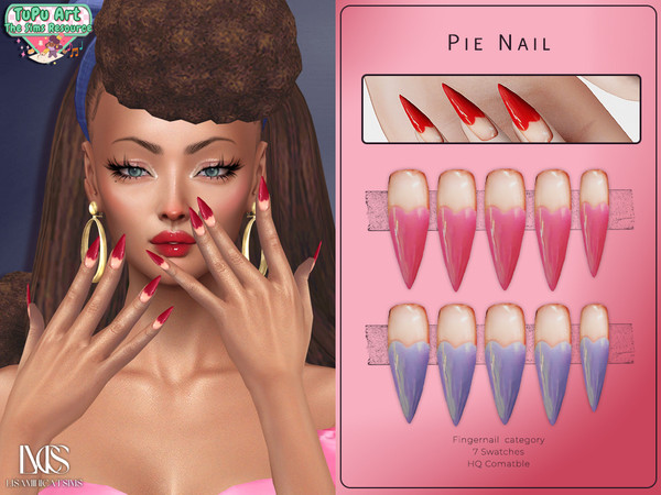 Sims 4 — Pie Nail TuPu Art Collab by VELYSEA — -Tupu Art Collab -Fingernail category -HQ comatble -7 swatches