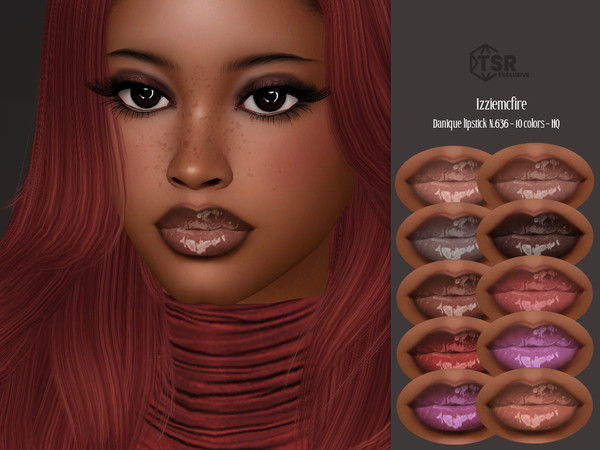Sims 4 — IMF Danique Lipstick N.636 by IzzieMcFire — Danique Lipstick N.636 contains 10 colors in hq texture. Standalone