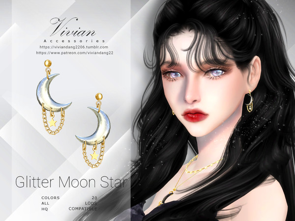 Sims 4 — Glitter MoonStar - Earing by VivianDang — - All new meshes