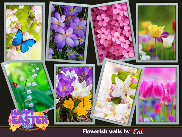 Sims 4 — Flowerish walls by evi — Spring flowers to decorate rooms for April