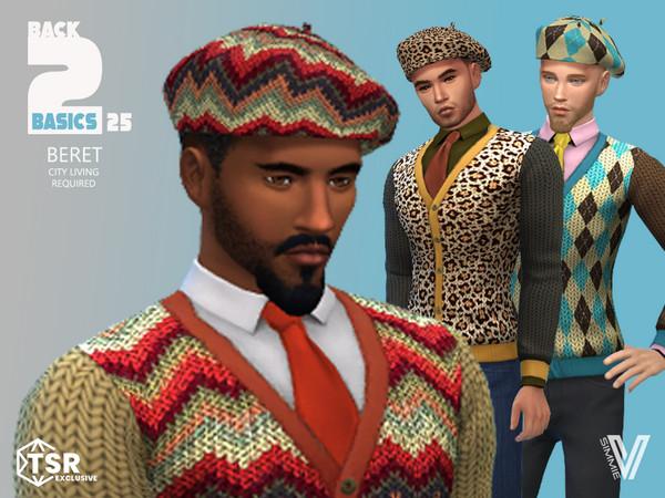 Sims 4 — B2B25 Beret by SimmieV — Life is a glad beret old chum. These 8 new stylish berets will perk up any look and
