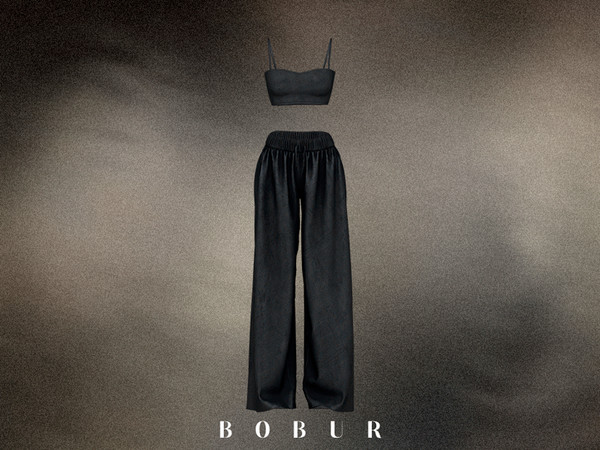 Sims 4 — Bobur Cara crop top.package by Bobur2 — Set consisting of a cropped top with thin straps and baggy trousers 8