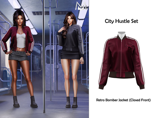 Sims 4 — [PATREON] Retro Bomber Jacket (Closed Front) by Mermalade — New Mesh