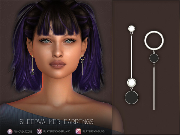 Sims 4 — Sleepwalker Earrings by PlayersWonderland — Lovely 2 piece earrings. - 5 Swatches