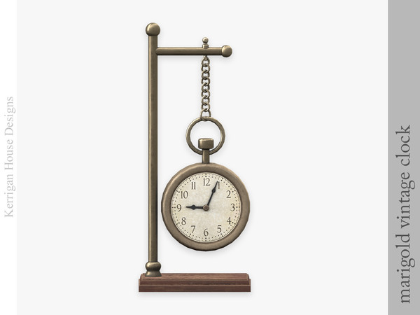 Sims 4 — Marigold Vintage Clock by kerriganhouse — A cute, cottagecore decor set for bedroom or office.