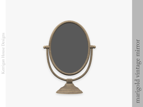 Sims 4 — Marigold Vintage Table Mirror by kerriganhouse — A cute, cottagecore decor set for bedroom or office.